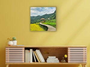 Cabinet For Tv Interior Wall Mockup,yellow Wall.