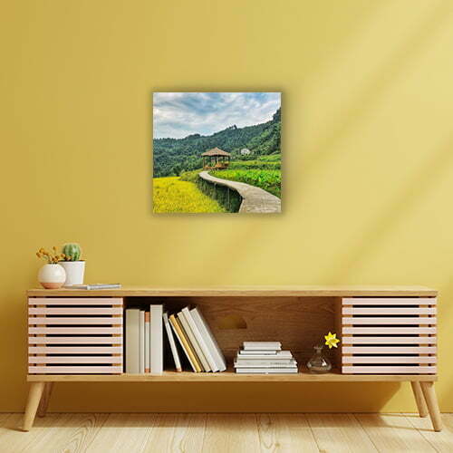 Cabinet For Tv Interior Wall Mockup,yellow Wall.