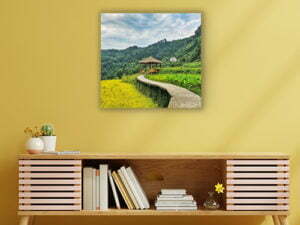 Cabinet For Tv Interior Wall Mockup,yellow Wall.