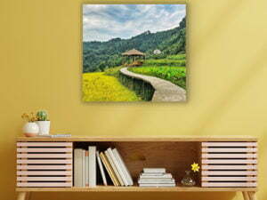 Cabinet For Tv Interior Wall Mockup,yellow Wall.