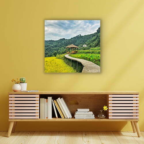 Cabinet For Tv Interior Wall Mockup,yellow Wall.