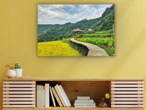 Cabinet For Tv Interior Wall Mockup,yellow Wall.