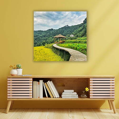 Cabinet For Tv Interior Wall Mockup,yellow Wall.