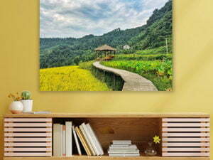 Cabinet For Tv Interior Wall Mockup,yellow Wall.