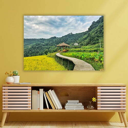 Cabinet For Tv Interior Wall Mockup,yellow Wall.