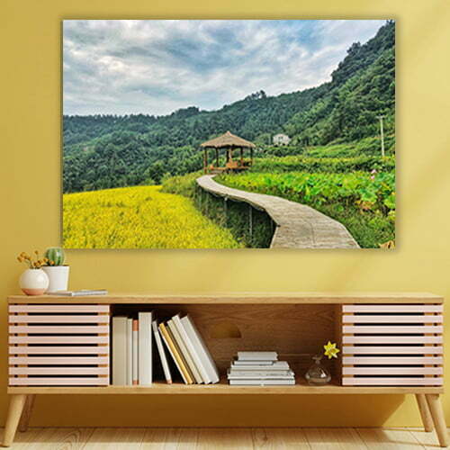 Cabinet For Tv Interior Wall Mockup,yellow Wall.