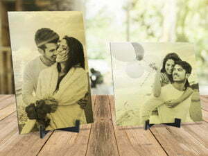 Wooden Board Empty Table In Front Of Blurred Background. Perspec